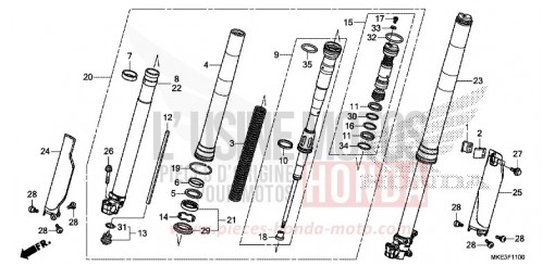 FOURCHETTE AVANT CRF450RH de 2017